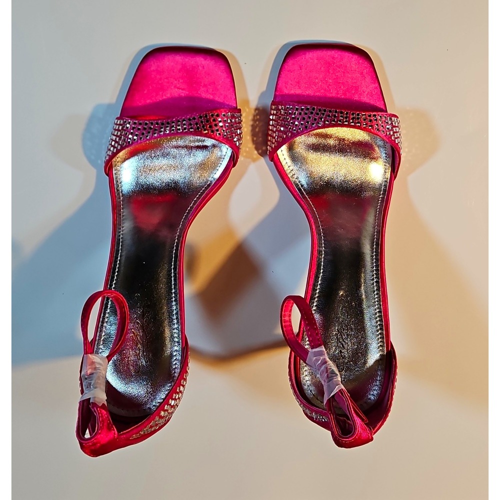 Cathy Din Footwear Fuchsia Rhinestone Strappy Ankle Strap Open Toe Stiletto 10